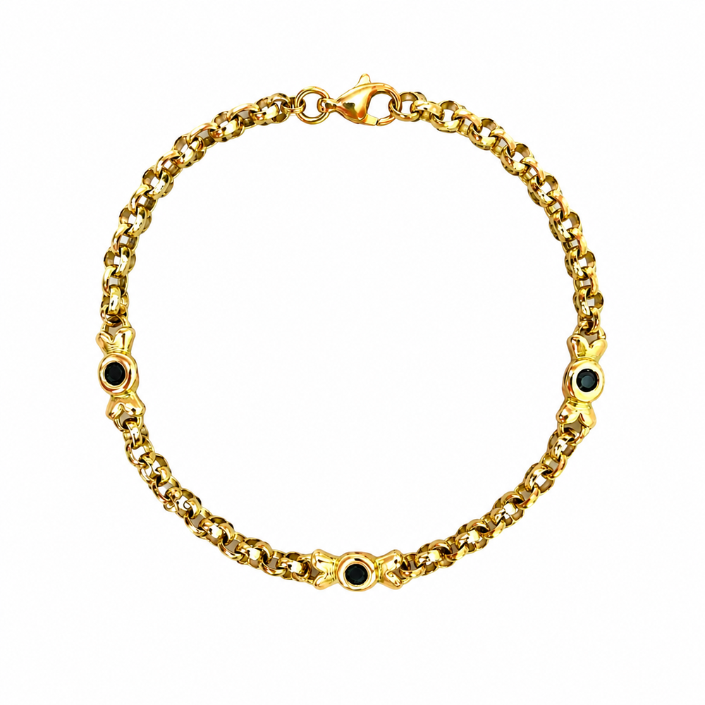 Bracelet Maillon en Or Jaune et Saphir 18 K - 4 Grs