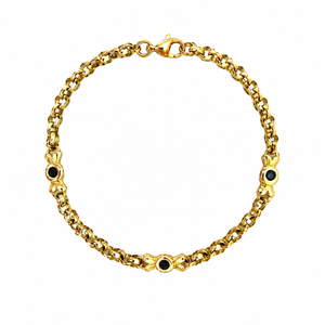 Bracelet Maillon en Or Jaune et Saphir 18 K - 4 Grs