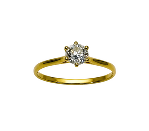 Bague Solitaire Or Jaune 750/1000 avec Oxyde