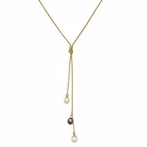 Collier Princesse en Or Jaune 18k avec Perles de Tahiti