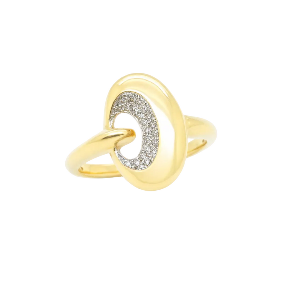 Superbe bague en or jaune 18k avec diamants
