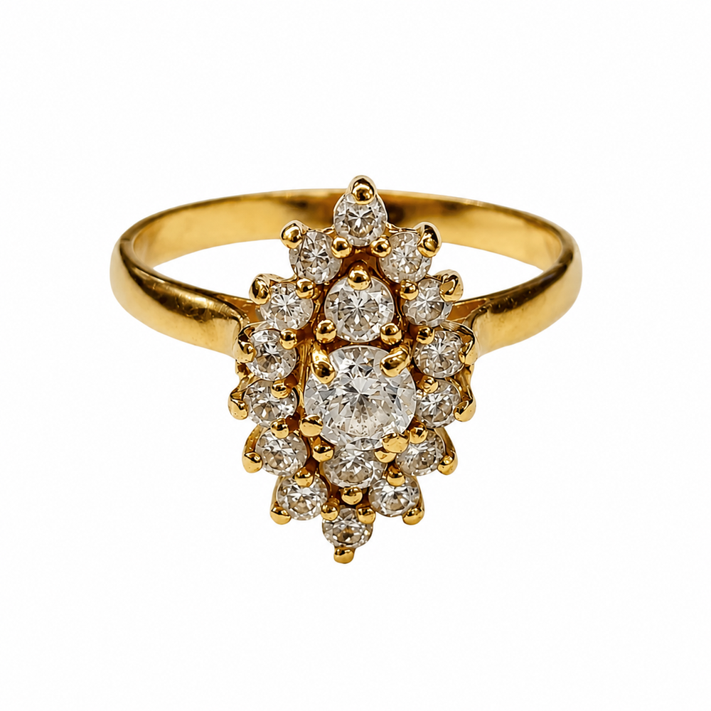Bague Marquise en Or Jaune avec Oxyde de Zirconium 18K