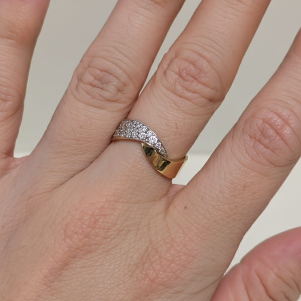 Bague Jonc en Or Jaune et Blanc 18 Carats