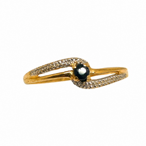 Bague en or jaune avec saphir diamant
