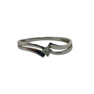 Bague Solitaire Or Blanc avec Diamant 18K
