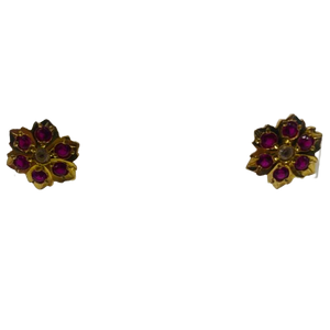 Boucles d'oreilles en or jaune avec pierres roses
