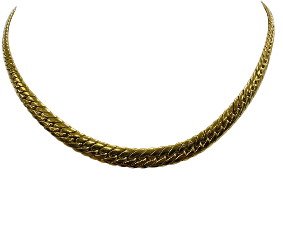 Collier Ras du Cou maille Anglaise Or Jaune 18K