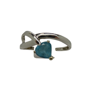 Bague en Or blanc 18K avec spinelle bleu