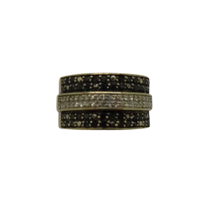 Bague en Or Gris 18K avec Pavage de Diamants