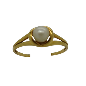 Bague en Or jaune 18K avec perle blanche