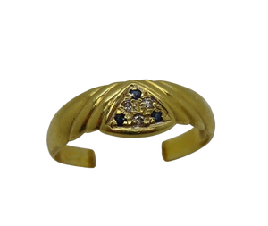 Bague Diamants et Spinelle Bleu en Or Jaune 18K