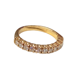 Bague Demi Tour en Or Jaune 18k avec Diamants - Taille 52