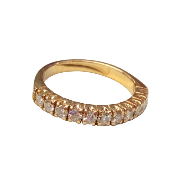 Bague Demi Tour en Or Jaune 18k avec Diamants - Taille 52