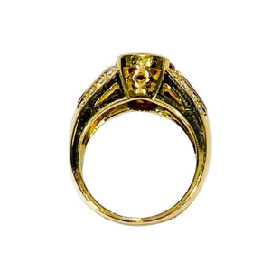 Bague en Or Jaune 18k avec Diamants et Rubis - Taille : 54