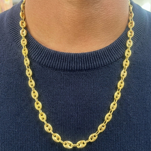 Collier Princesse Maille Grain de Café en Or Jaune 18K