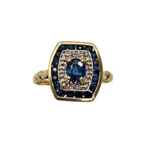 Bague en Or Jaune avec Saphir 18k Taille 53