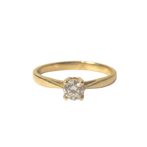 Bague Solitaire en Or Jaune 18 Carats avec Diamant 0.18ct