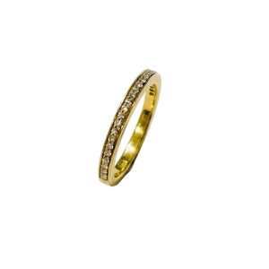 Bague Demi Tour en Or Jaune 18k avec Diamants - Taille  49