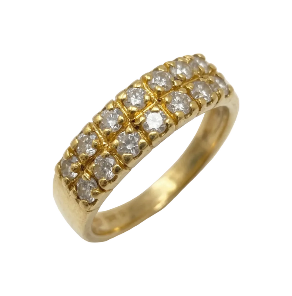 Bague Demi Tour Or Jaune 18K avec Oxyde