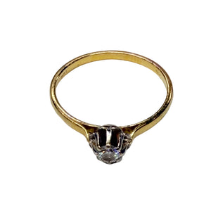 Bague Solitaire en Or Jaune et Blanc 18k Taille 54