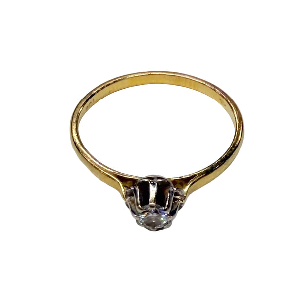 Bague Solitaire en Or Jaune et Blanc 18k Taille 54
