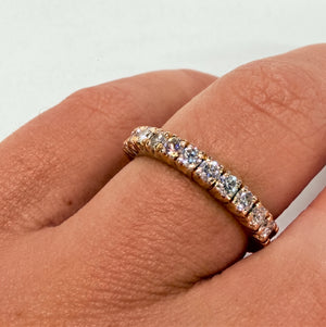 Bague Demi Tour en Or Jaune 18k avec Diamants - Taille 52