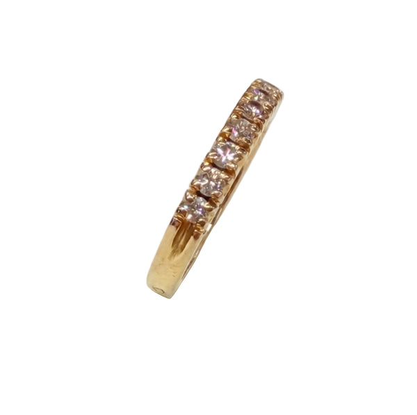 Bague Demi Tour en Or Jaune 18k avec Diamants - Taille 52