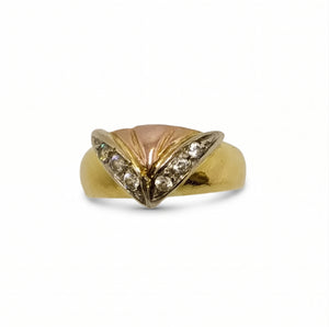 Bague Tank en Or Jaune et Rose 18K avec Zirconium - Taille 51