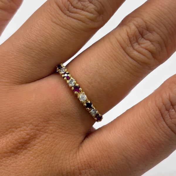 Bague en Or Jaune avec Zirconiums et Grenats 18K Taille 55