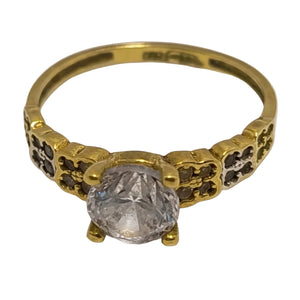 Bague Solitaire en Or Jaune avec Zirconium 18K Taille 51