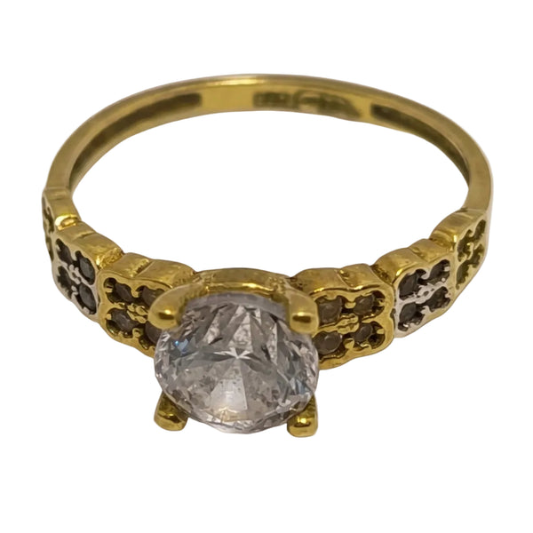 Bague Solitaire en Or Jaune avec Zirconium 18K Taille 51