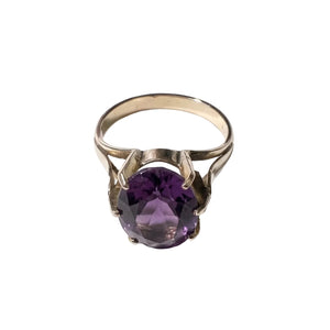 Bague en Or Jaune 18 Carats avec Améthyste - Taille 56