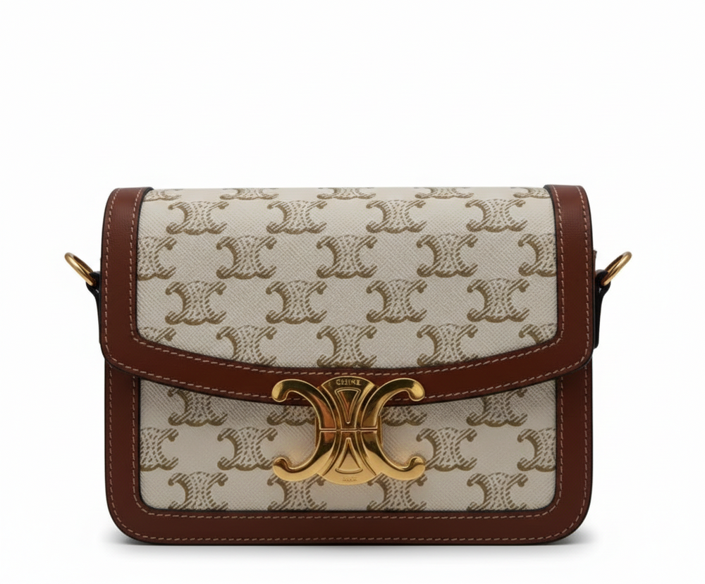 Sac à main Céline Teen Triomphe en toile triomphe beige