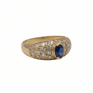 Bagues en or jaune saphir et zirconium Taille : 55