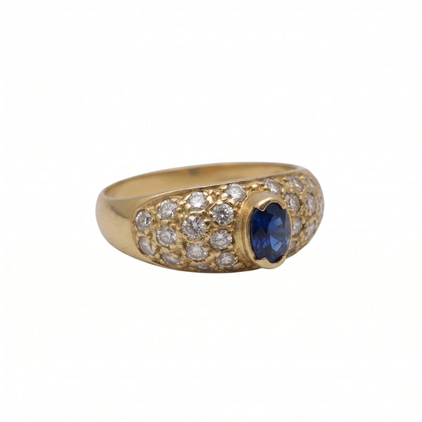 Bagues en or jaune saphir et zirconium Taille : 55