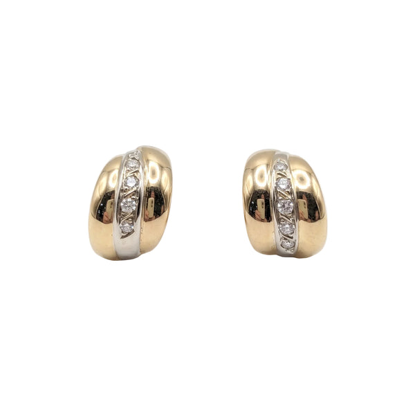 Boucles d'oreilles clou en or jaune 18k avec diamants