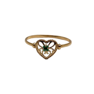Bague avec Émeraude en Or Jaune 18 Carats - Taille 55