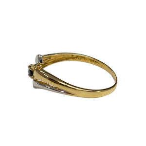 Bague en Or Jaune et Gris avec Saphir - Taille 53
