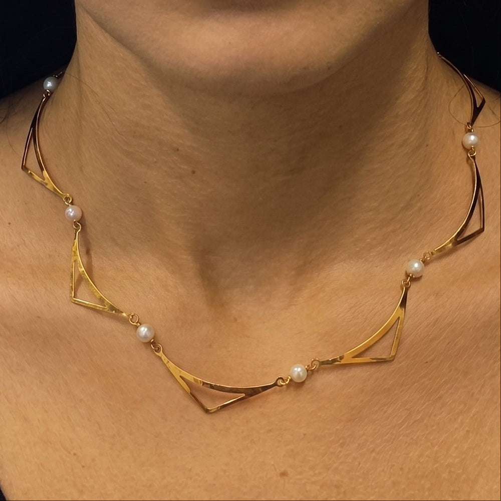 Collier Princesse Or Jaune avec Perles 18k