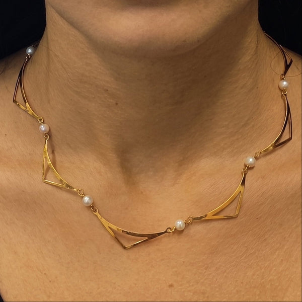 Collier Princesse Or Jaune avec Perles 18k