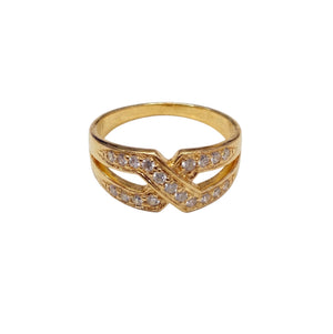 Bague en Or Jaune avec Diamants 18K Taille 57