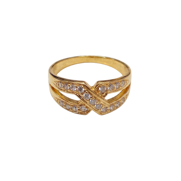 Bague en Or Jaune avec Diamants 18K Taille 57