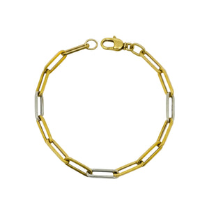Bracelet Maillon Cheval en Or Jaune et Blanc 18k
