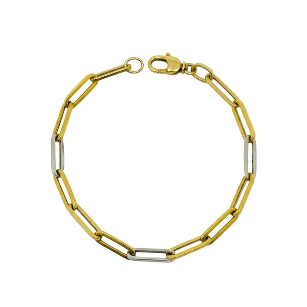 Bracelet Maillon Cheval en Or Jaune et Blanc 18k