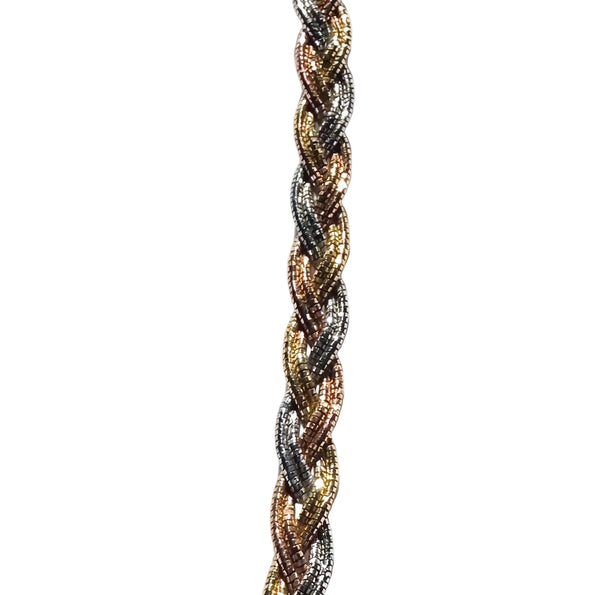 Bracelet Tressé en Or Jaune Blanc Rose 18k