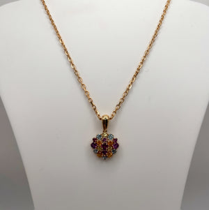 Pendentif en Or Jaune 18k avec Pierres Semi-Précieuses