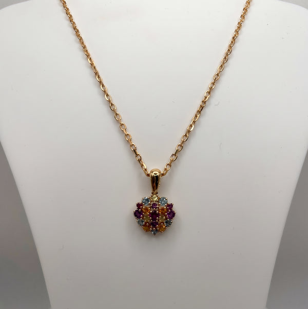 Pendentif en Or Jaune 18k avec Pierres Semi-Précieuses