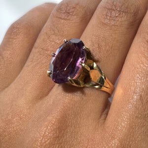 Bague en Or Jaune 18 Carats avec Améthyste - Taille 56