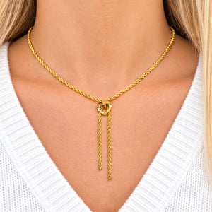 Collier Cravate en Or Jaune 18 K Maille Corde