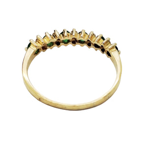 Bague en Or Jaune 18K avec Diamants et Émeraude - Taille 57